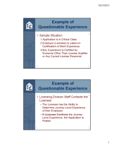 CSLB Qualifying Experience Part 2